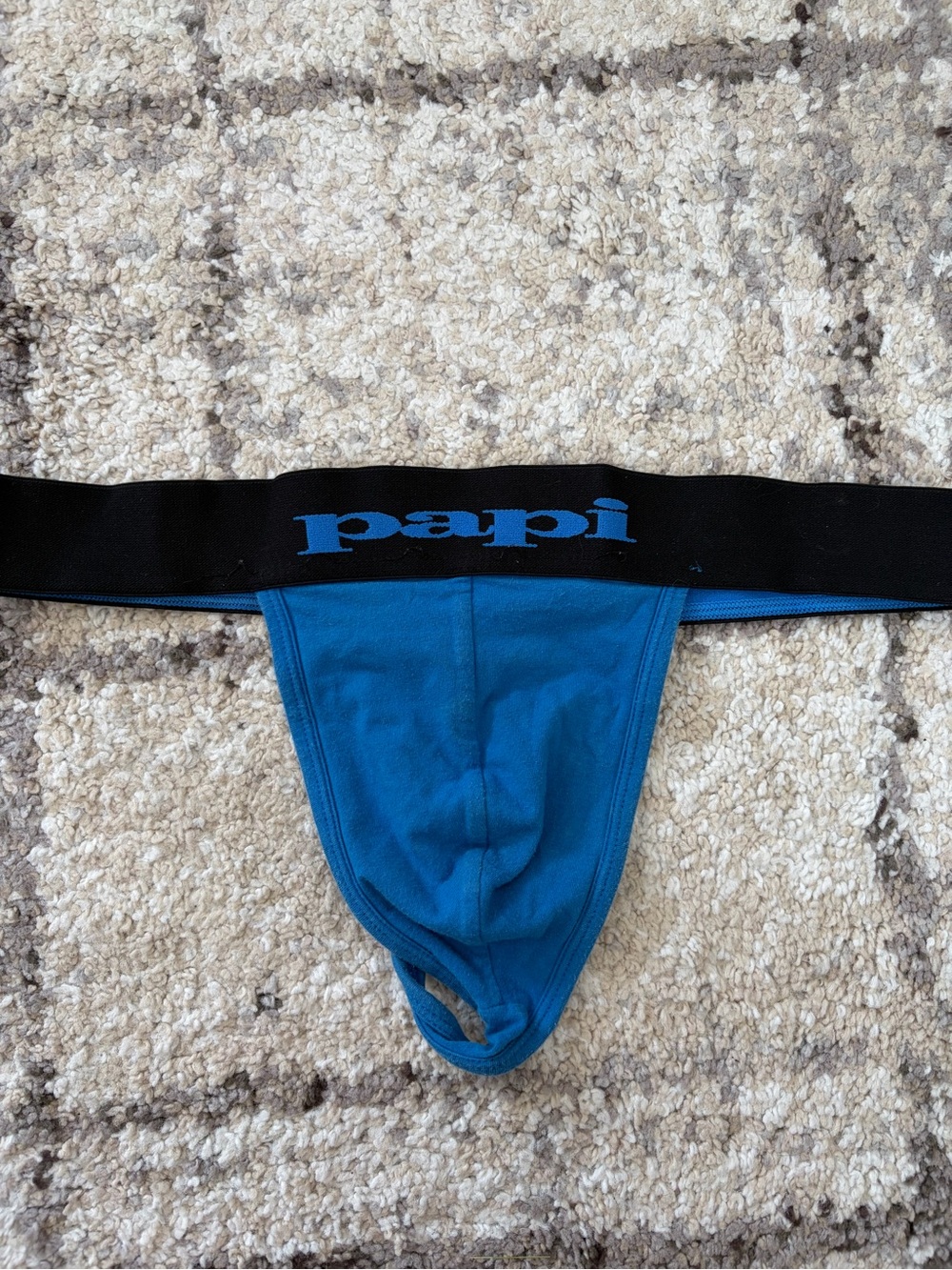 Papi Men’s Blue Thong with Black Logo Waistband